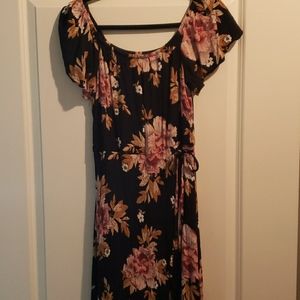 Black Floral High Low Dress